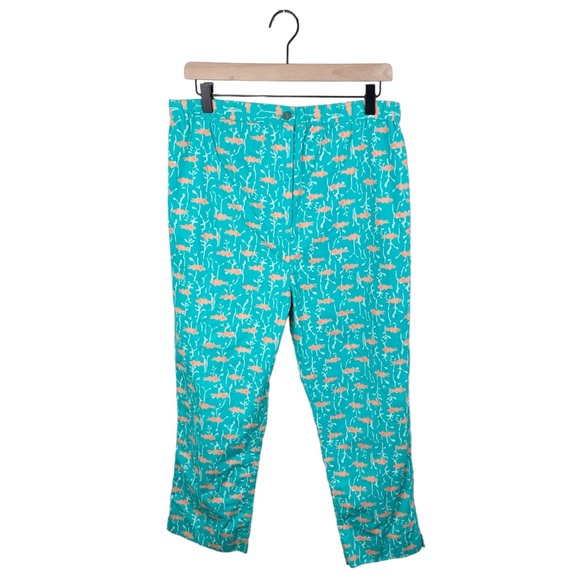 Vintage Lilly Pulitzer Cropped Capri Cotton Pants Green Fishy Print Size Small - Picture 1 of 9